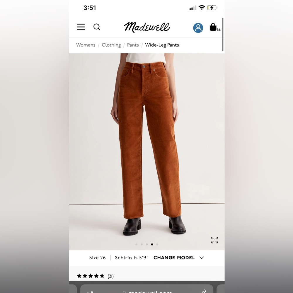 Madewell corduroy perfect vintage wide leg